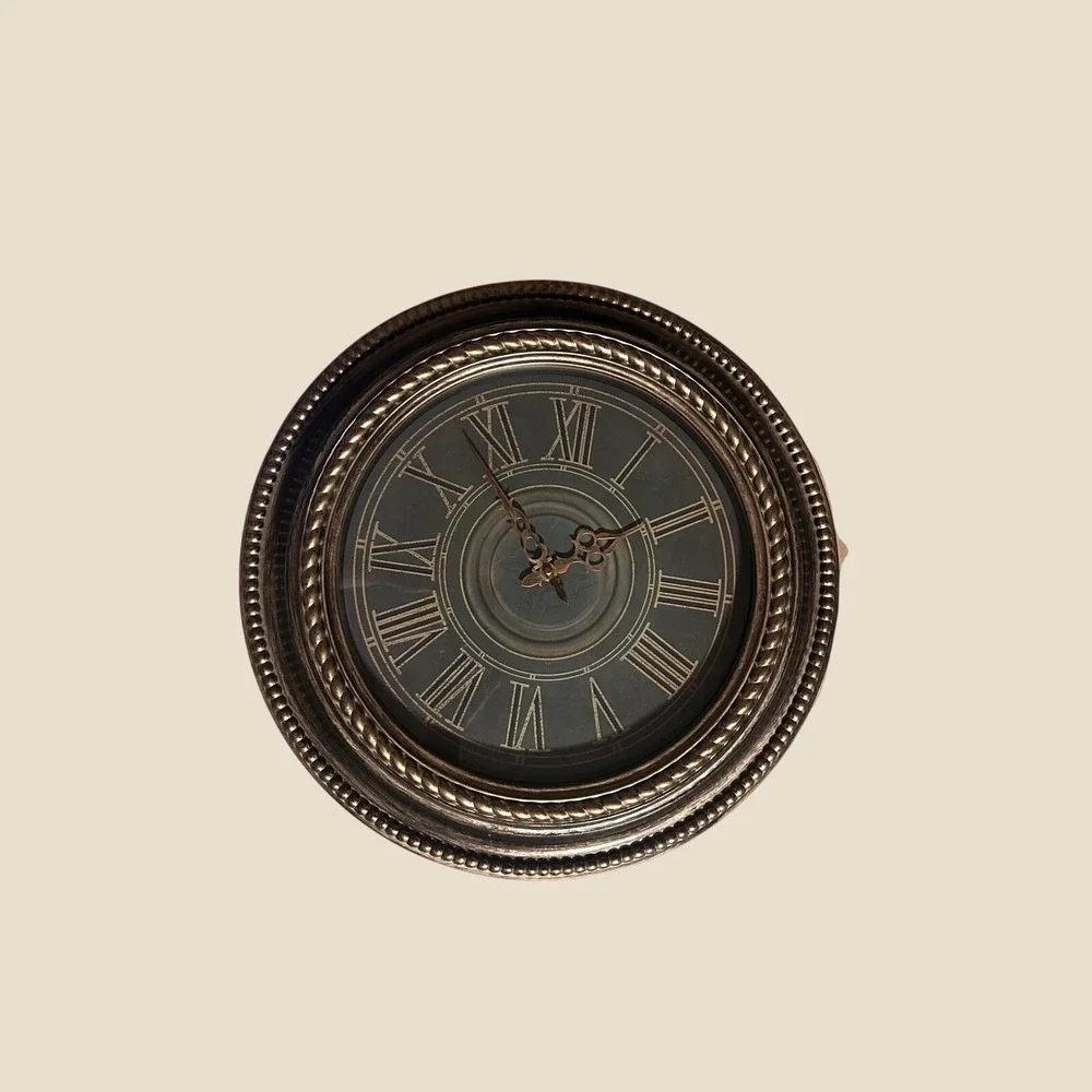 Large 20 Inch Wall Clock Bronze Roman Numeral Vintage Style Quartz Movement